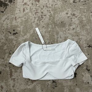 Susana Monaco White Short Sleeve Crop Top NWT Size XS